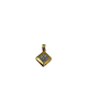 Gold pendant with embedded stones on a white background
