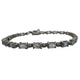 14K White Gold 1/4CTW Diamond Aquamarine Alternating Bracelet Silver bracelet with embedded diamonds on a white background