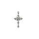 Silver cross pendant with gemstones on a white background