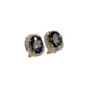 14K Yellow Gold Oval Mystic Topaz 1/3CTW Diamond Halo Earrings