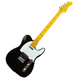 Glen Burton Silver Sparkle Telecaster Style Electric Guitar w/ Hard Case Electric guitar with black glitter finish and yellow neck on a white background