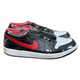 Jordan 1 Low - White Toe (Size 12) Black and red sneakers with a white sole on a white background