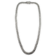 .925 Sterling Silver 54.9G 9MM CZ Monaco Cuban Link Chain Necklace Silver chain necklace on a white background