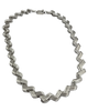 .925 Sterling Silver 96.5G 3-Row Zigzag Link Necklace Silver zigzag patterned necklace on a white background