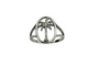 Silver ring with palm tree design on a white background