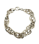 .925 Sterling Silver Textured Interlocking Link Bracelet Silver chain bracelet on a white background