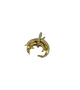 Gold dolphin pendant with embedded stones on a white background