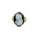 Vintage 14K Yellow Gold Black & White Cameo Framed Split Ring