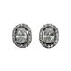 .925 Sterling Silver CZ Oval Halo Stud Earrings (9.5x7MM) Pair of silver earrings with clear gemstones on a white background