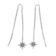 .925 Sterling Silver CZ Starburst Threader Dangle Earrings Star-shaped earrings with chain drops on a white background