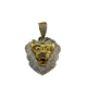 10K Yellow Gold 2CTW Diamond Pavé Lion Head Pendant Gold lion head pendant with gemstones on a white background