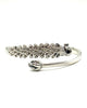 .999 Fine Silver 39.7G Retro Peacock Bypass Bangle Silver peacock feather bracelet on a white background