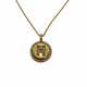 .925 Sterling Silver/14K Gold Plated Micro Pavé Initial Pendant Necklace (Letter H) Gold necklace with a round pendant featuring the letter 'H' on a white background