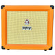 ORANGE CRUSH 35RT Guitar Combo Amplifier Orange guitar amplifier on a wooden floor with a person's feet visible