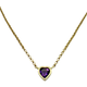 14K Yellow Gold Bezel Set Amethyst Heart Stationary Pendant Necklace