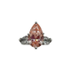 Platinum 5.23CTW Pear Pink & White Lab Created Diamond 3-Stone Ring