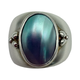 .925 Sterling Silver Blue Mother of Pearl Bezel Set Ring