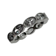 .925 Sterling Silver Milgrain Bezel Set East West Oval CZ Eternity Band Silver ring with multiple diamonds on a white background