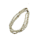 Multi-strand pearl necklace with gold accents on a white background