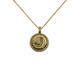 .925 Sterling Silver/14K Gold Plated Micro Pavé Initial Pendant Necklace (Letter J) Gold necklace with a circular pendant featuring the letter 'J' on a white background
