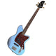 Ibanez TMB100 Talman Electric Bass Guitar Blue electric bass guitar on a wooden floor