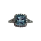 14K White Gold Square Cushion Cut Aquamarine 1/3CTW Diamond Halo Split Shank Ring