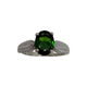 14K White Gold Oval 1.22CT Green Tourmaline 27PTW Diamond Split Ring Silver ring with a green gemstone on a white background