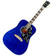 Gibson Custom MIRANDA LAMBERT BLUEBIRD Acoustic-Electric Guitar - Bluebonnet Blue acoustic guitar with floral design on a wooden floor