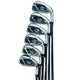 TaylorMade M4 6-Piece Iron Set RH Golf Clubs - Fujikura ATMOS 6 R-FLEX Shafts (5-9, P) Set of golf clubs on a white background