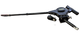 Black cannon-like device on a white background