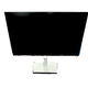 Black computer monitor with a white base on a white background