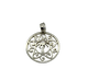 .925 Sterling Silver Intricate Palm Tree Cutout Circle Pendant Silver pendant with intricate design on a white background