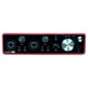 Focusrite Scarlett 2i2 (3rd Gen) USB Audio Interface Audio interface with Scarlett branding on a wooden surface