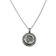 .925 Sterling Silver Micro Pavé Initial Pendant Necklace (Letter P) Silver necklace with a circular pendant featuring the letter 'P' on a white background
