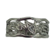 14K White Gold Diamond Floral Openwork Wavy Border Ring Silver ring with floral design and embedded stones on a white background