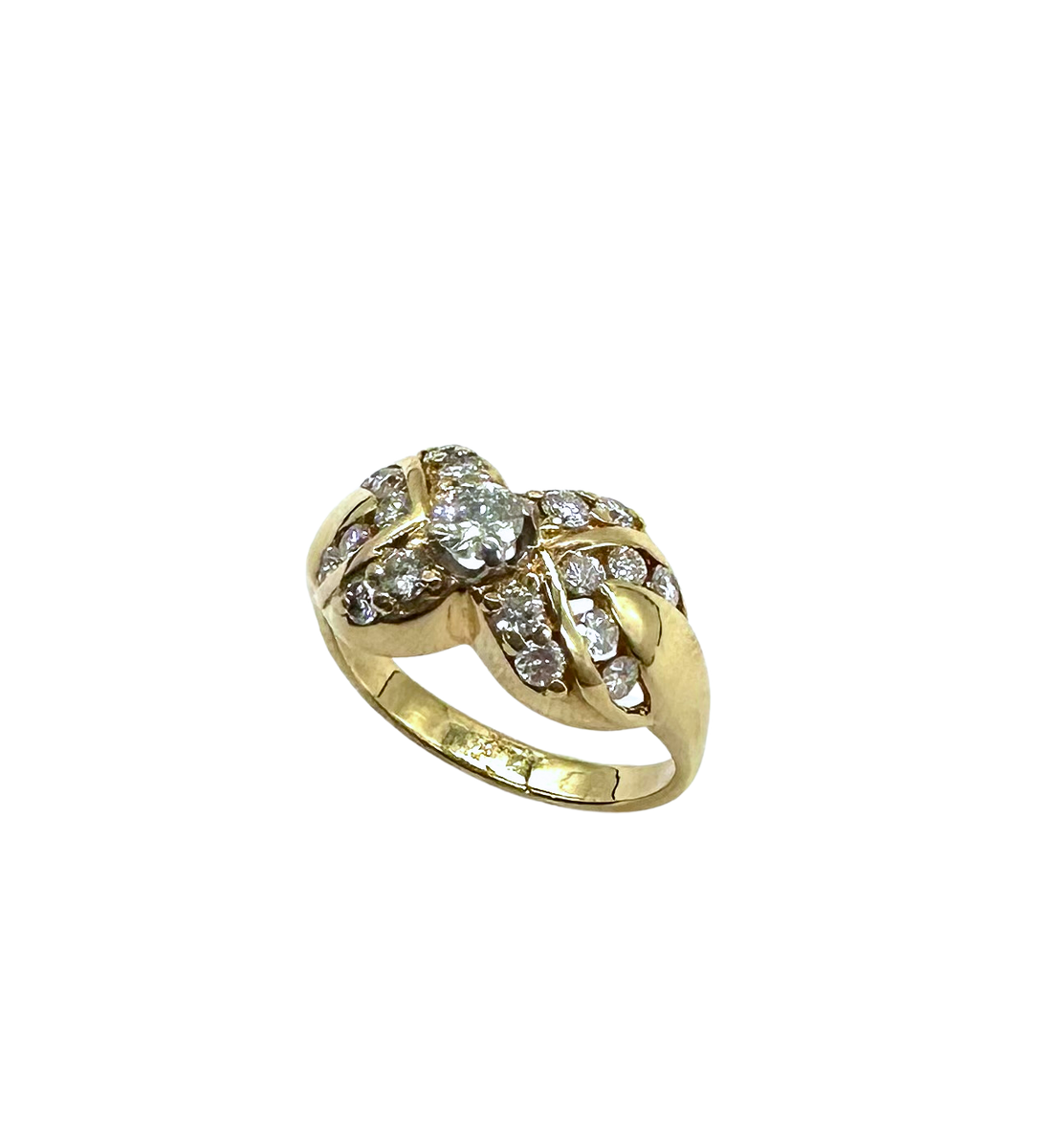 14k White Gold X Style Thin Ring with Diamonds (1/2 cttw) main image 1
