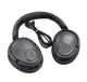 Black headphones with a visible brand logo on a white background