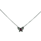 .925 Sterling Silver White and Red CZ Butterfly Stationary Pendant Necklace Butterfly-shaped pendant necklace with gemstones on a white background