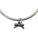 Pandora .925 Sterling Silver Sparkling Bow Dangle Charm Silver bangle with a bow charm on a white background