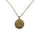 .925 Sterling Silver/14K Yellow Gold Plated Micro Pavé Initial Pendant Necklace (Letter A) Gold necklace with a circular pendant featuring the letter 'A' on a white background