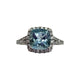14K White Gold Square Cushion Cut Aquamarine 1/3CTW Diamond Halo Split Shank Ring