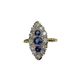 18K White/Yellow Gold 1/2CTW Diamond Sapphire Flush Marquise Art Deco Ring