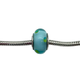Pandora .925 Sterling Silver Blue and Green Polka Dot Murano Glass Charm Turquoise glass bead with silver metal loop on a white background