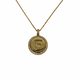 .925 Sterling Silver/14K Gold Plated Micro Pavé Initial Pendant Necklace (Letter F) Gold necklace with a round pendant featuring the letter 'F' on a white background