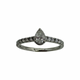 10K White Gold 3/4CTW Diamond Pear Milgrain Cathedral Ring Diamond ring with a pear-shaped center stone on a white background
