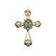 Vintage 14K Yellow Gold Aquamarine & White Opal Cross Pendant