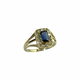 14K Yellow Gold Emerald Cut Sapphire 1/3CTW Diamond Channel Halo Split Ring