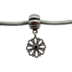 Pandora .925 Sterling Silver/14K Gold Lace Flower Dangle Clip Charm Silver charm with a floral design and black gemstone on a white background