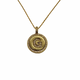 .925 Sterling Silver/14K Gold Plated Micro Pavé Initial Pendant Necklace (Letter G) Gold necklace with a circular pendant featuring the letter 'G' on a white background