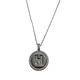 .925 Sterling Silver Micro Pavé Initial Pendant Necklace (Letter H) Necklace with a round pendant featuring the letter 'H' on a white background
